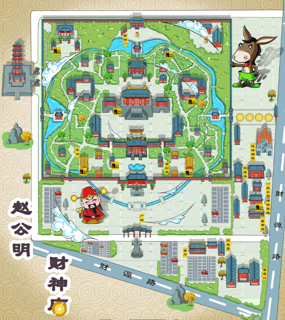 丽江寺庙类手绘地图